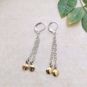 Dainty Gold Discs Dual Slinky Dangle Earrings